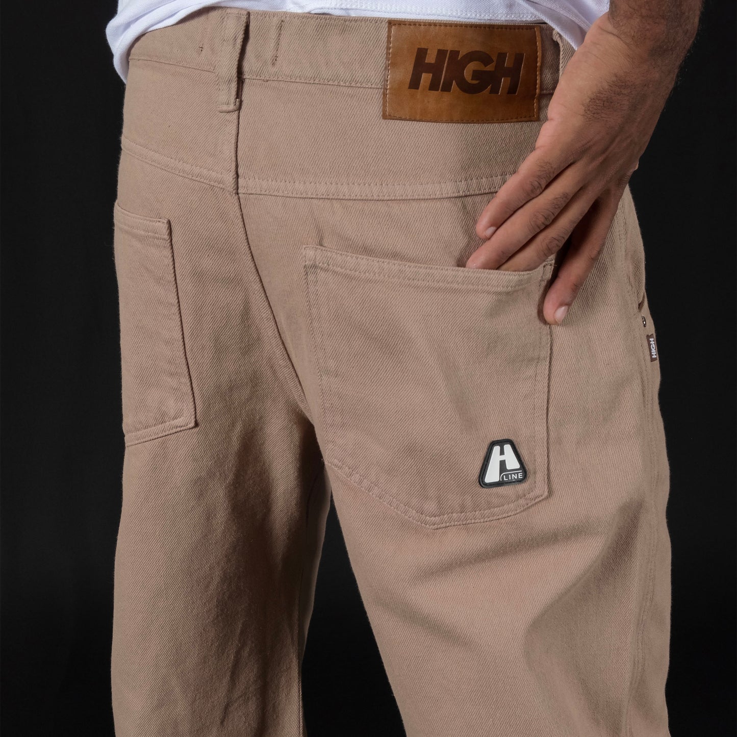 Jeans Pants Logo Line Beige
