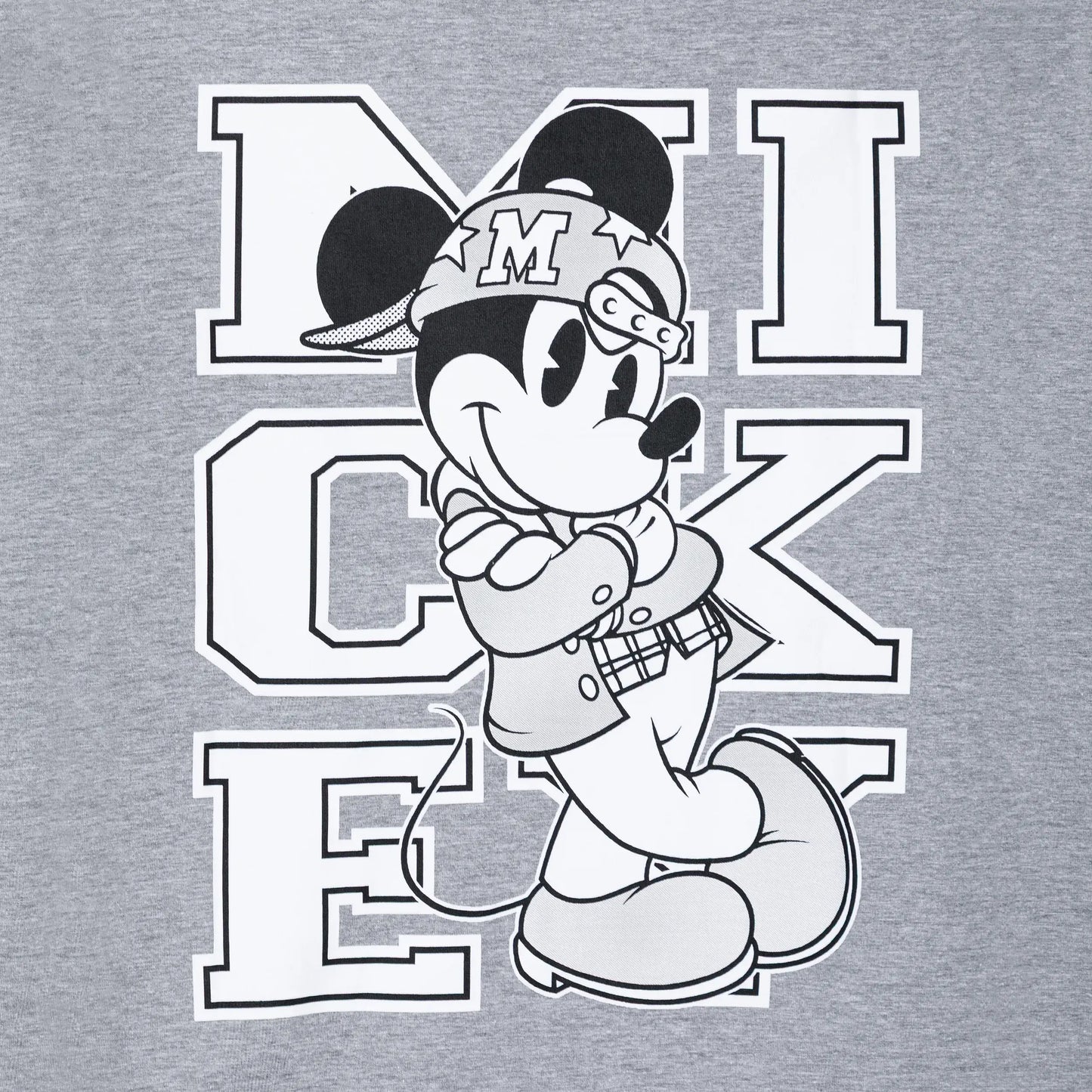 Tee Mickey Script Heather Grey