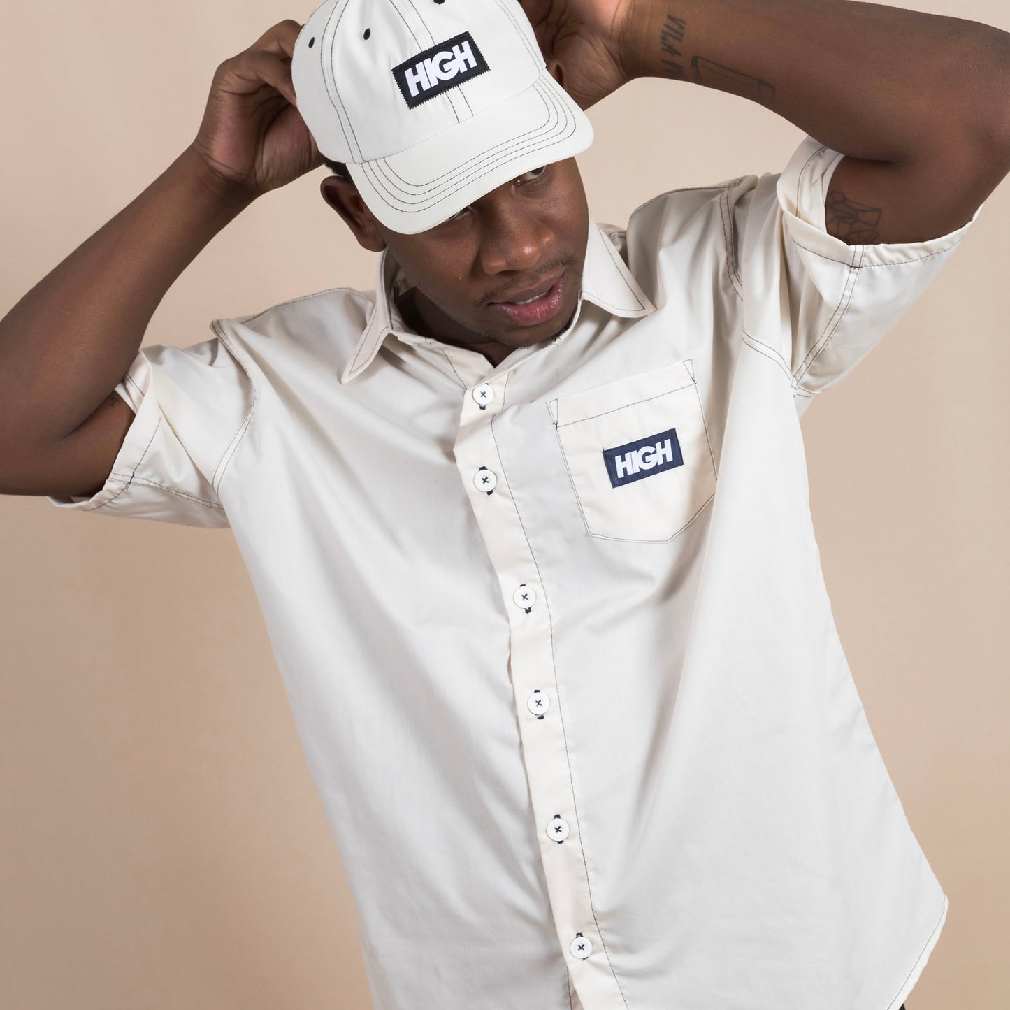 Colored Button Shirt Beige