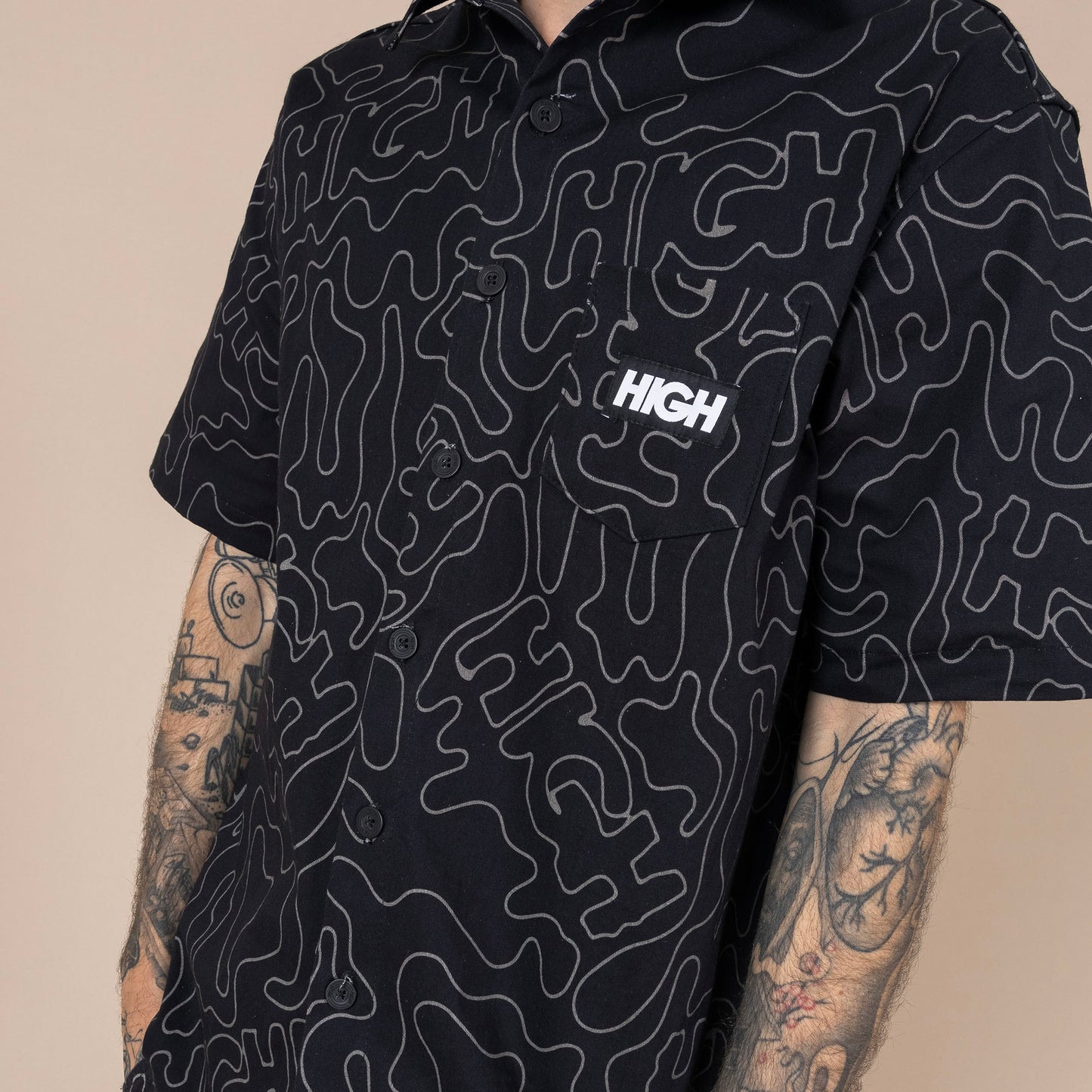 Button Shirt Mountains Black