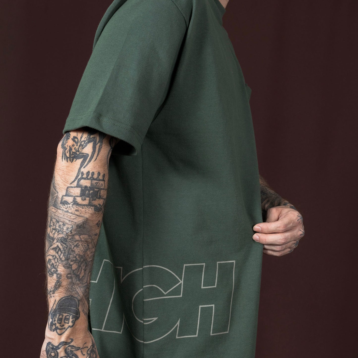 Work Tee Outline Logo Night Green