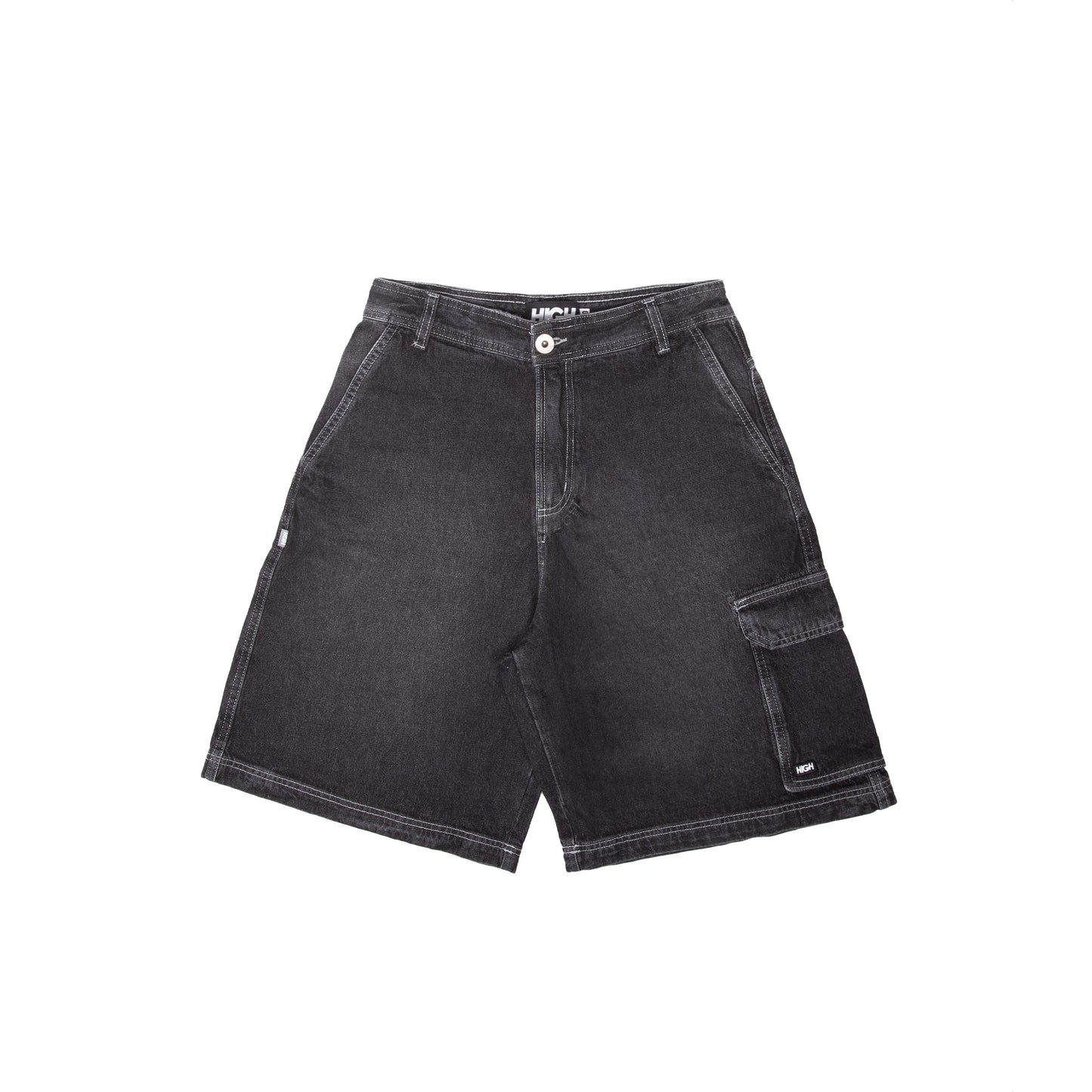 Faded Denim Shorts Black