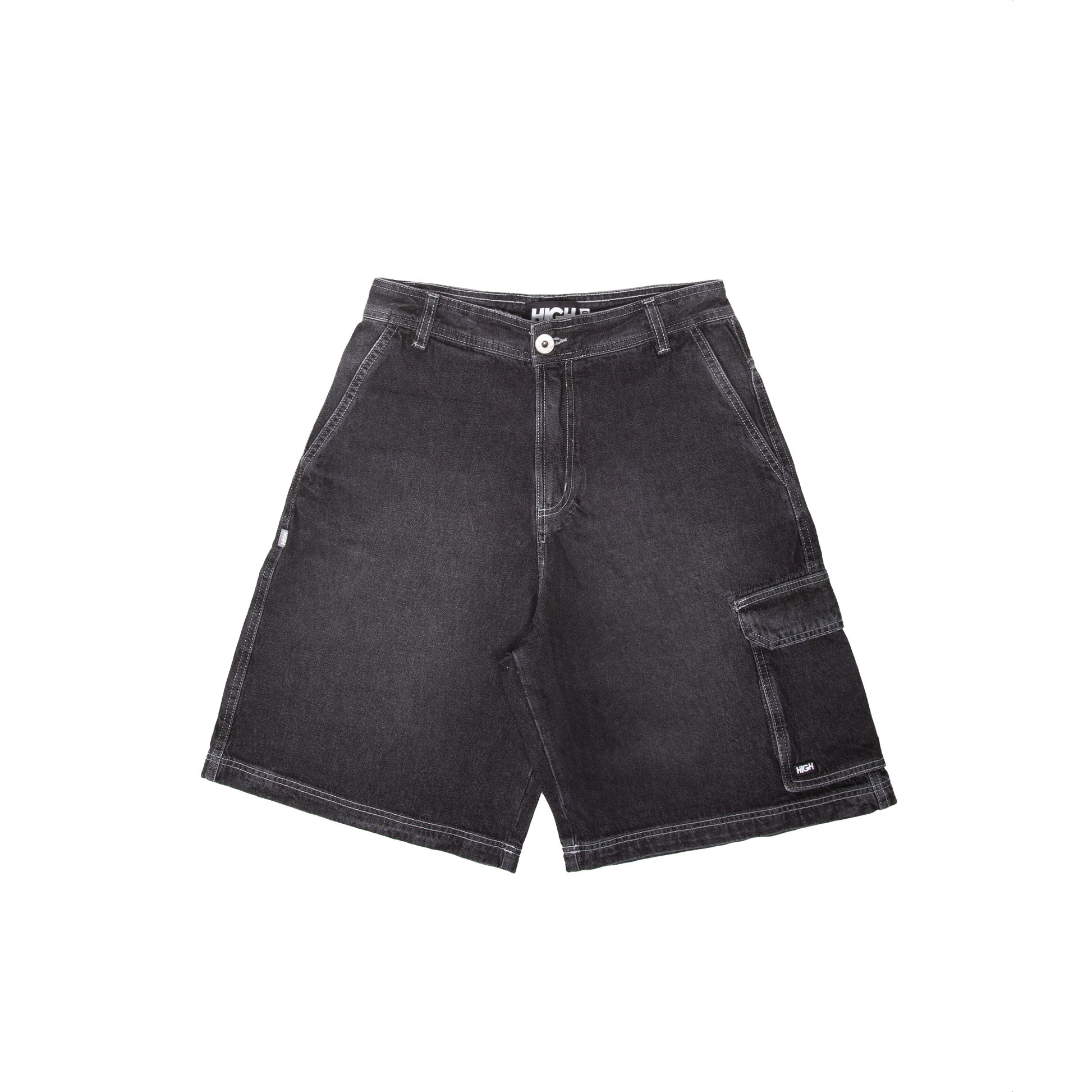 Faded Denim Shorts Black