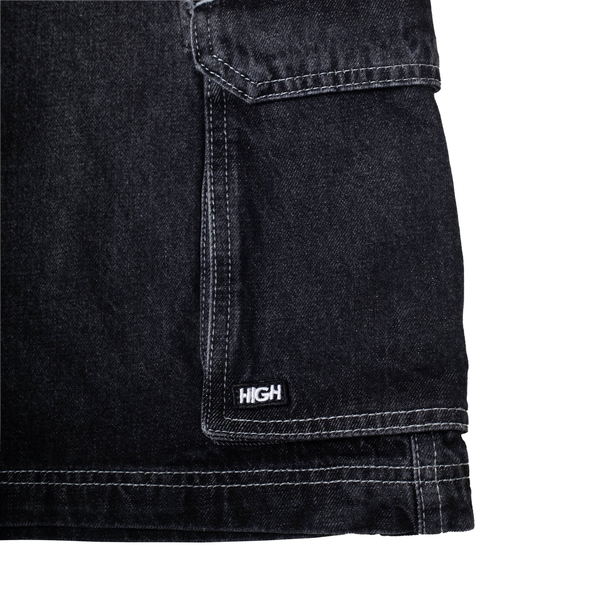 Faded Denim Shorts Black