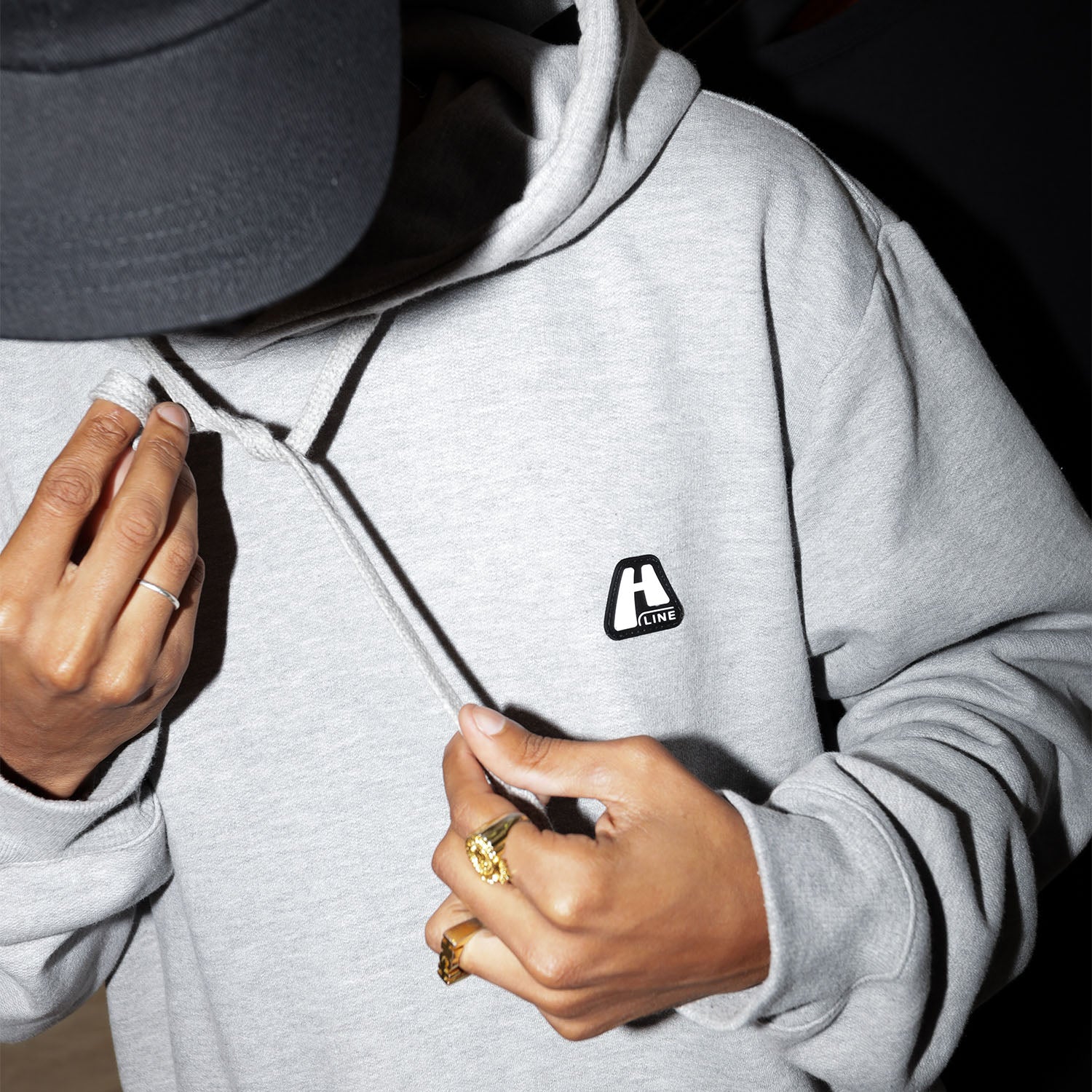 Hoodie Logo Line Heather Grey