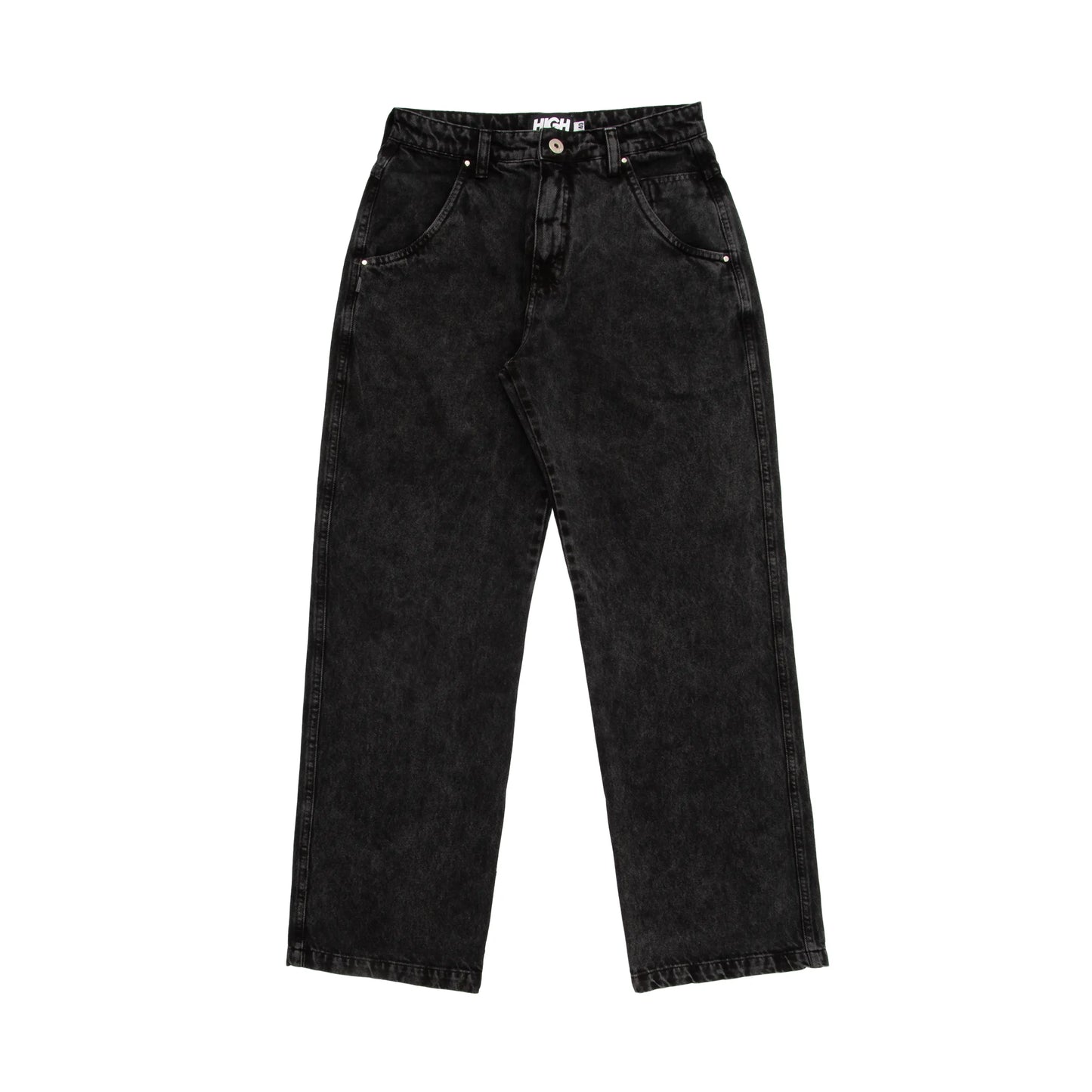Jeans Pants Logo Line Washed Black