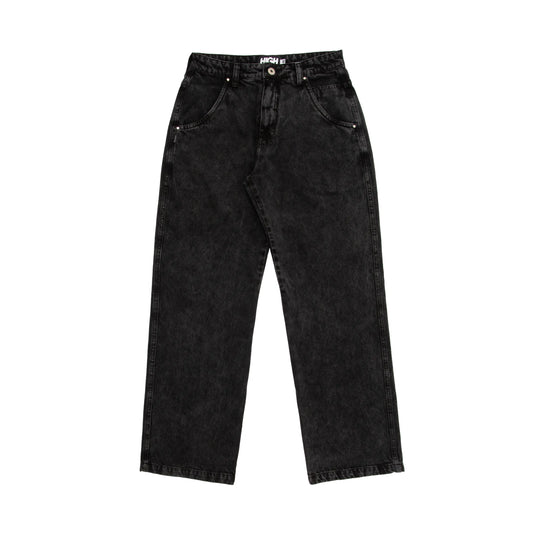 Jeans Pants Logo Line Washed Black