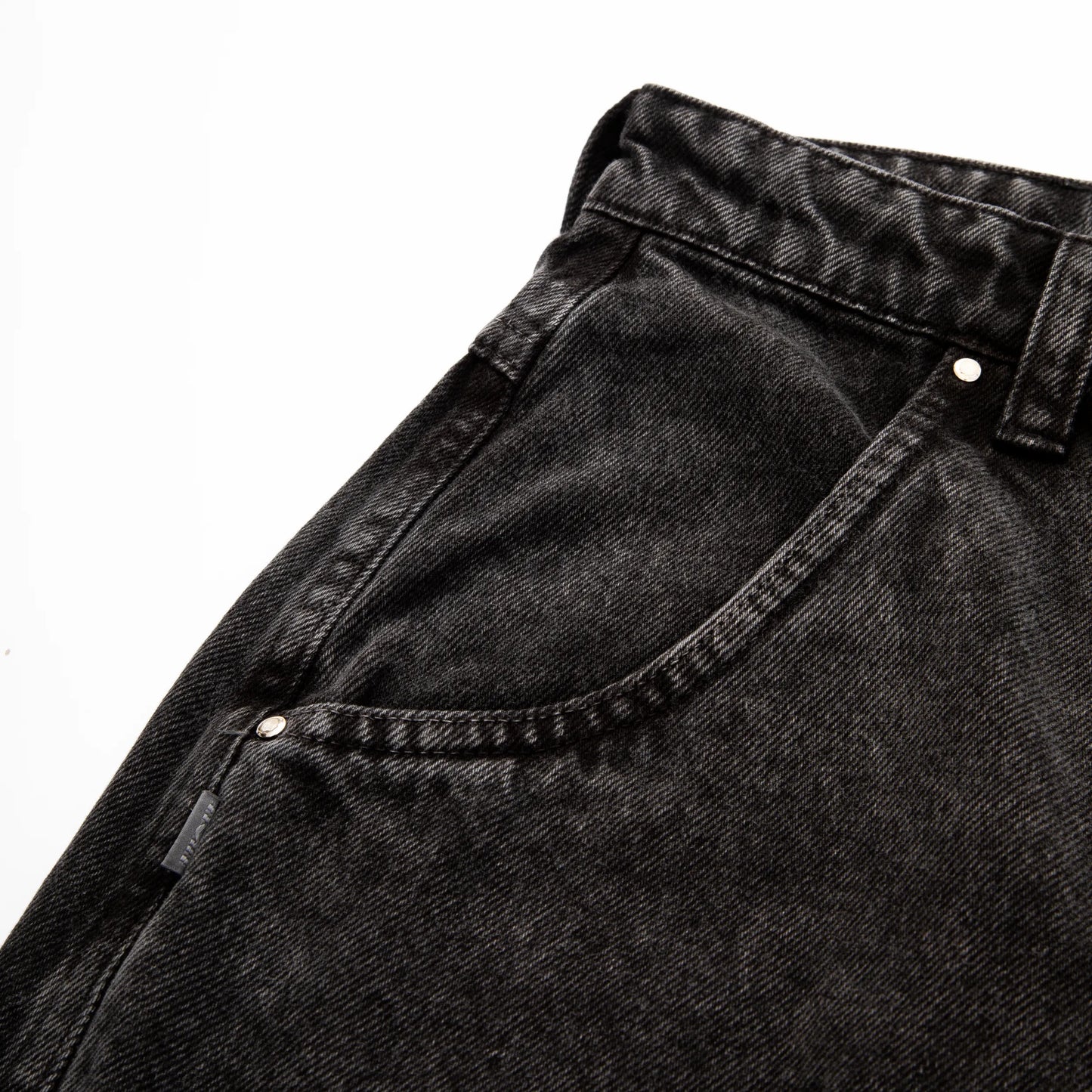Jeans Pants Logo Line Washed Black