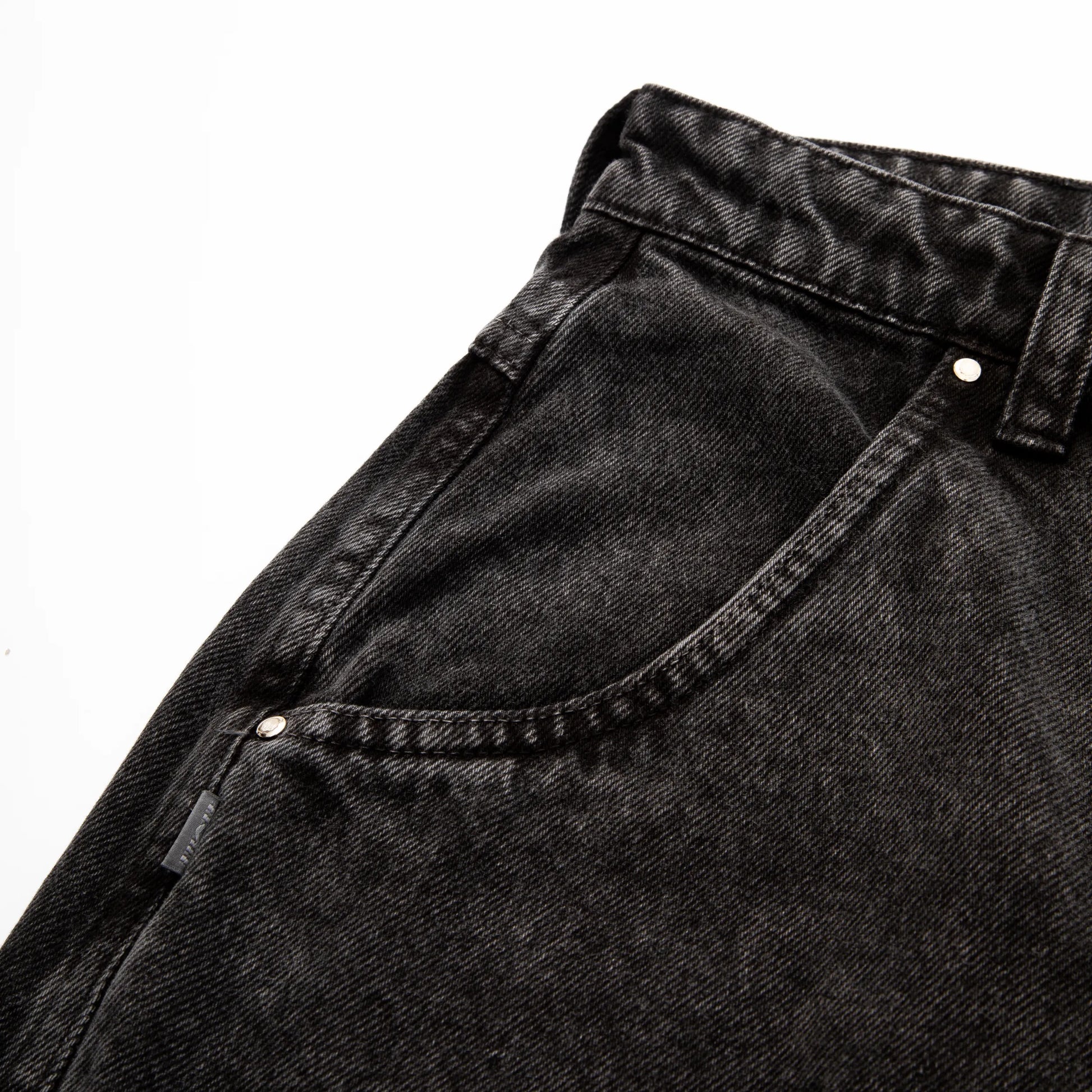 Jeans Pants Logo Line Washed Black