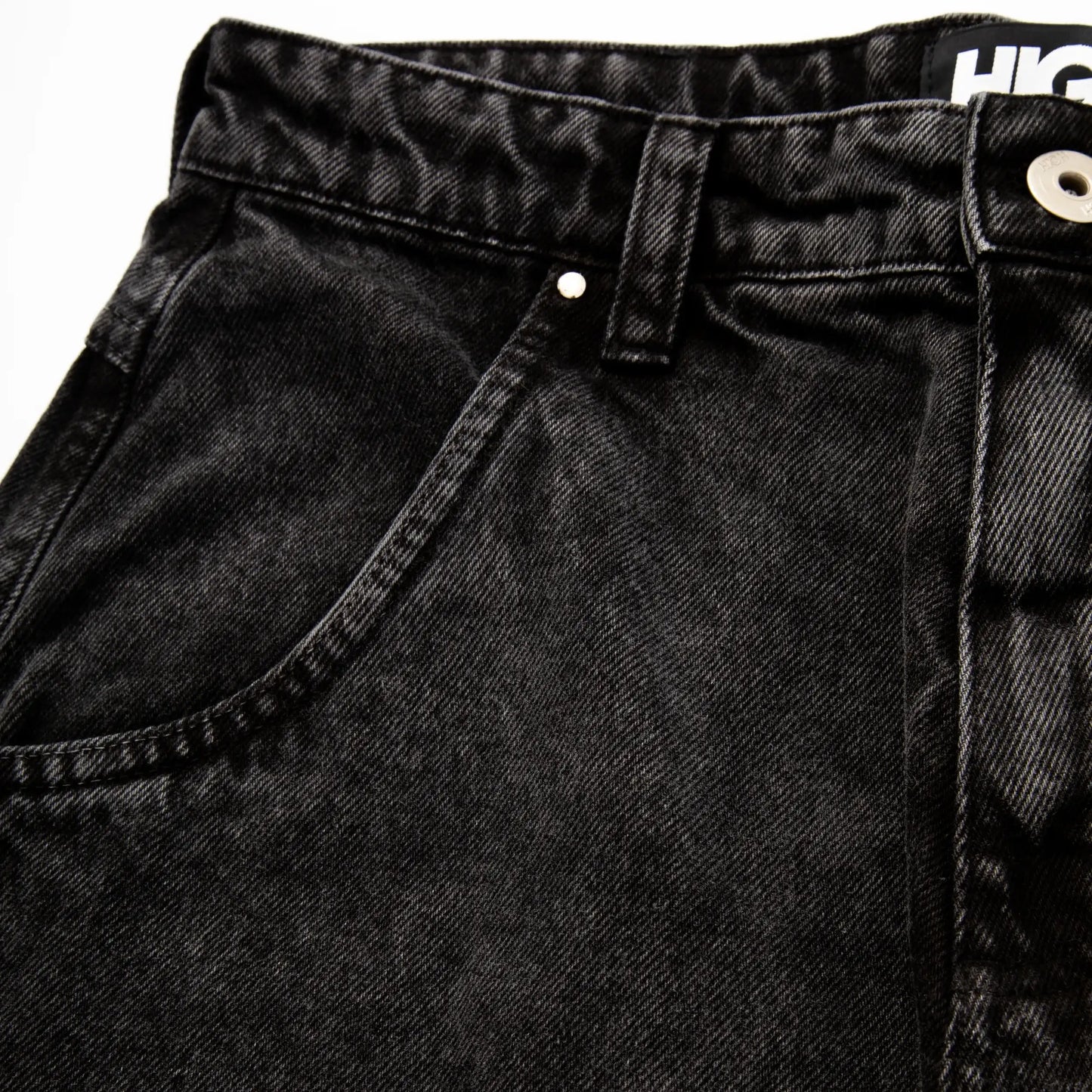 Jeans Pants Logo Line Washed Black