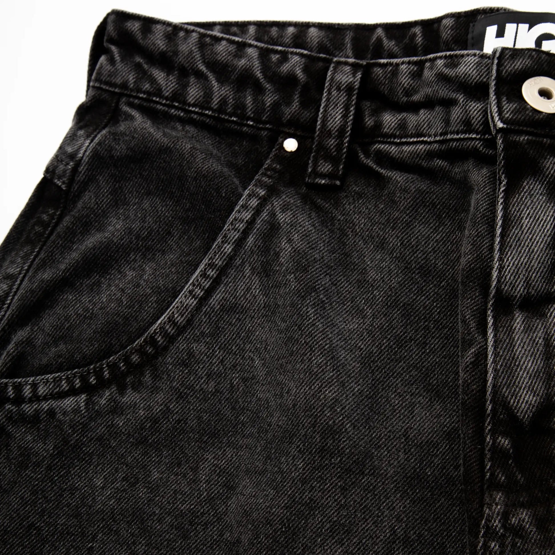 Jeans Pants Logo Line Washed Black
