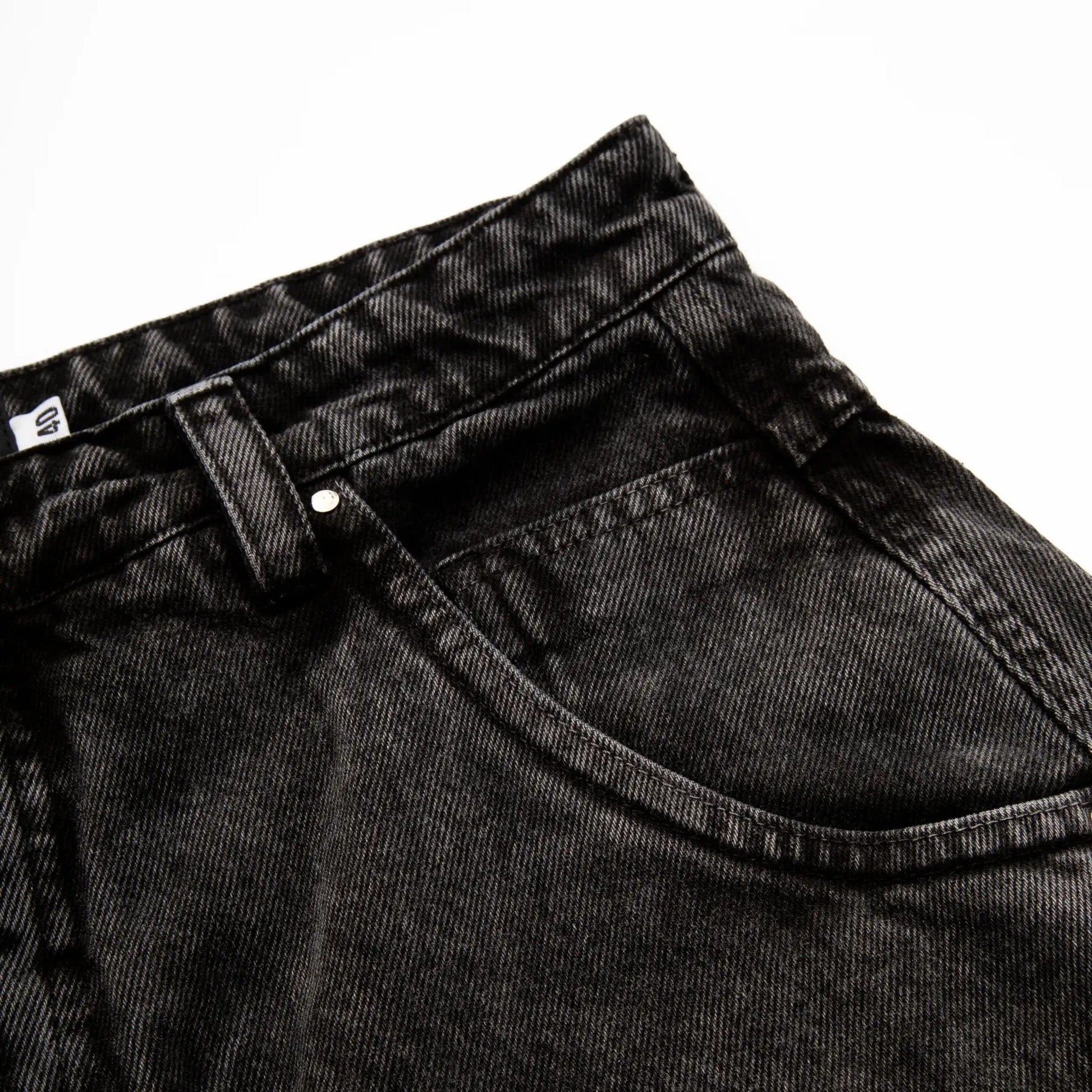 Jeans Pants Logo Line Washed Black