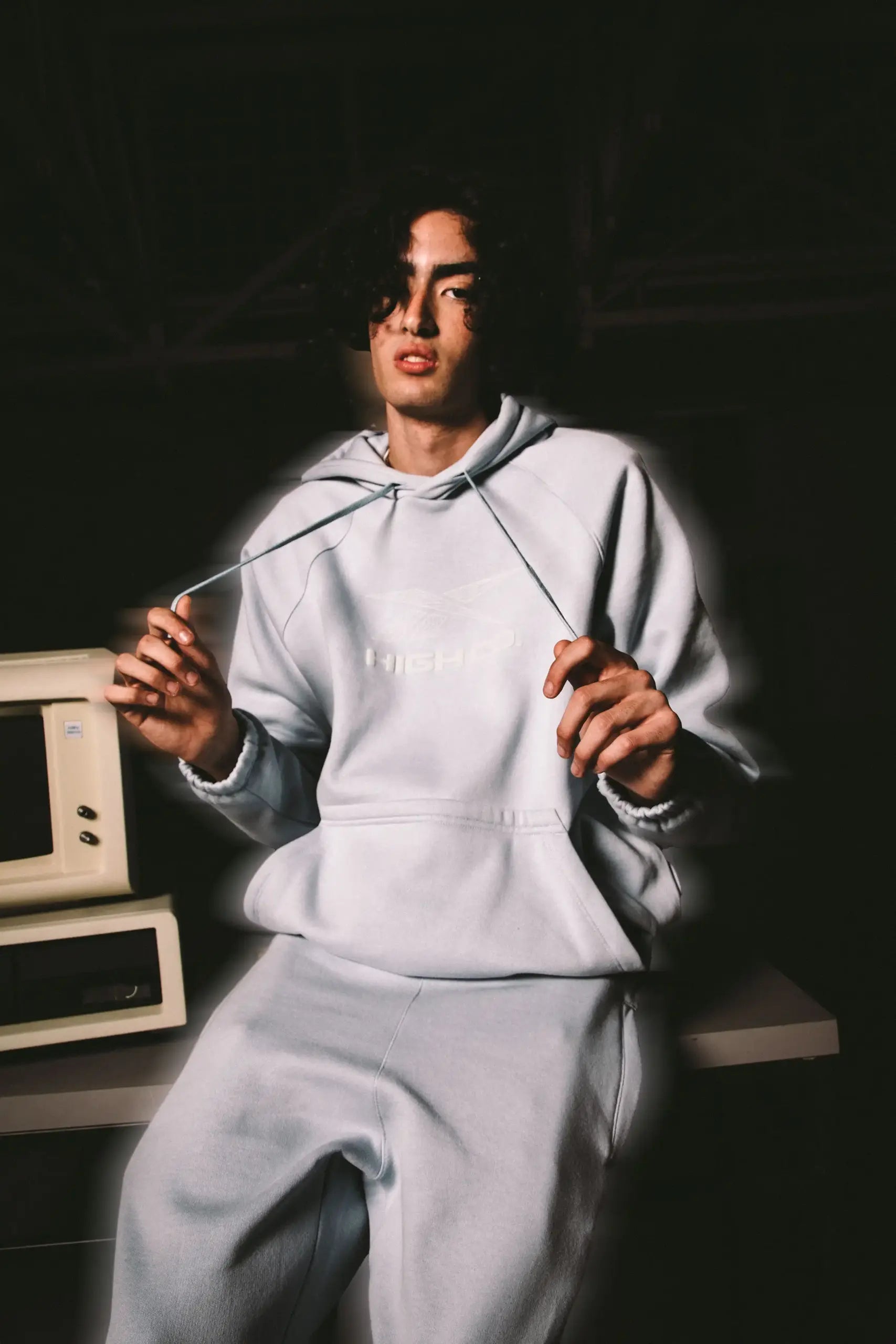 Hoodie Puff High X Reebok Baby Blue