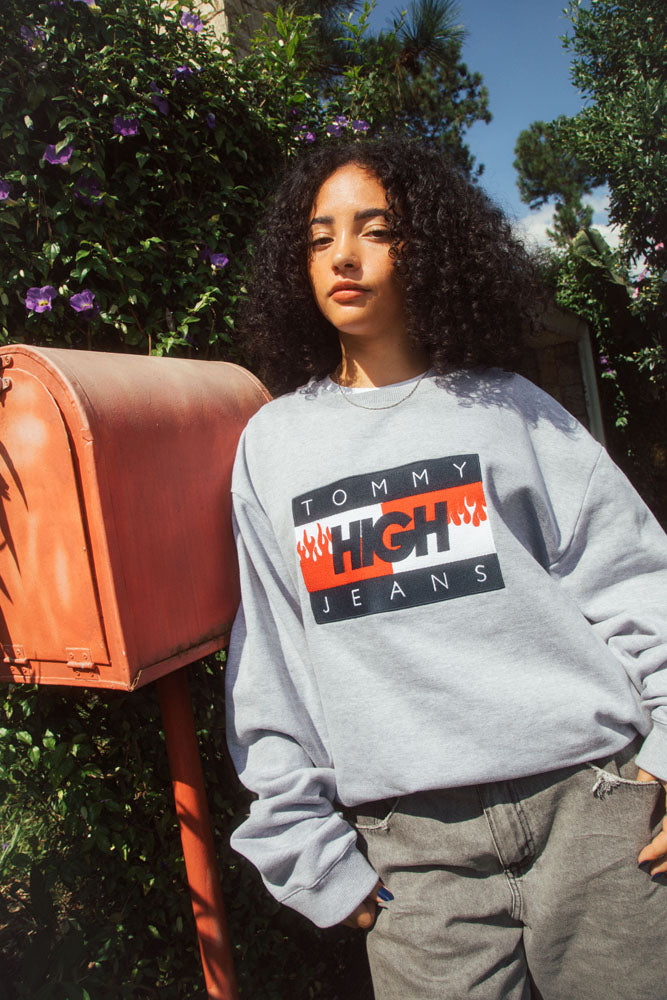 TJ x HIGH Crewneck Logo Heather Grey