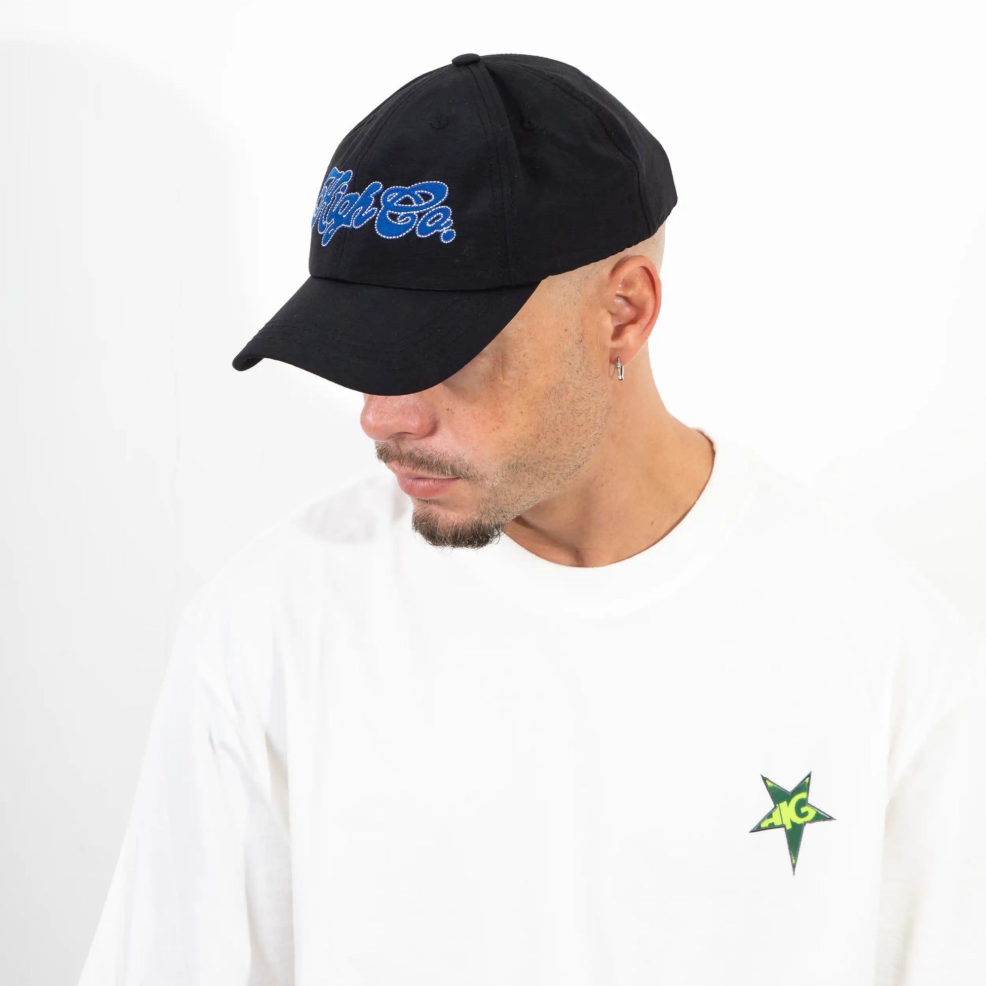 6 Panel Hat Script Black