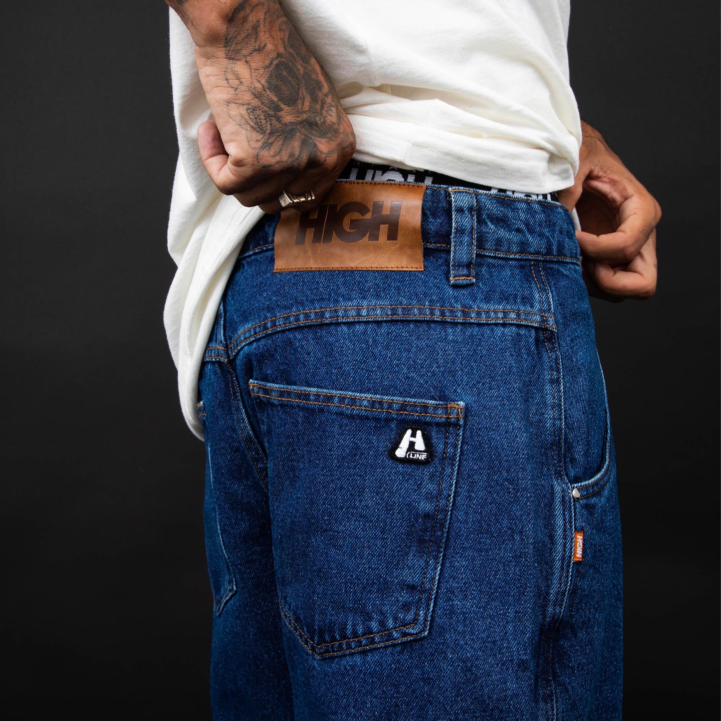Jeans Pants Logo Line Blue