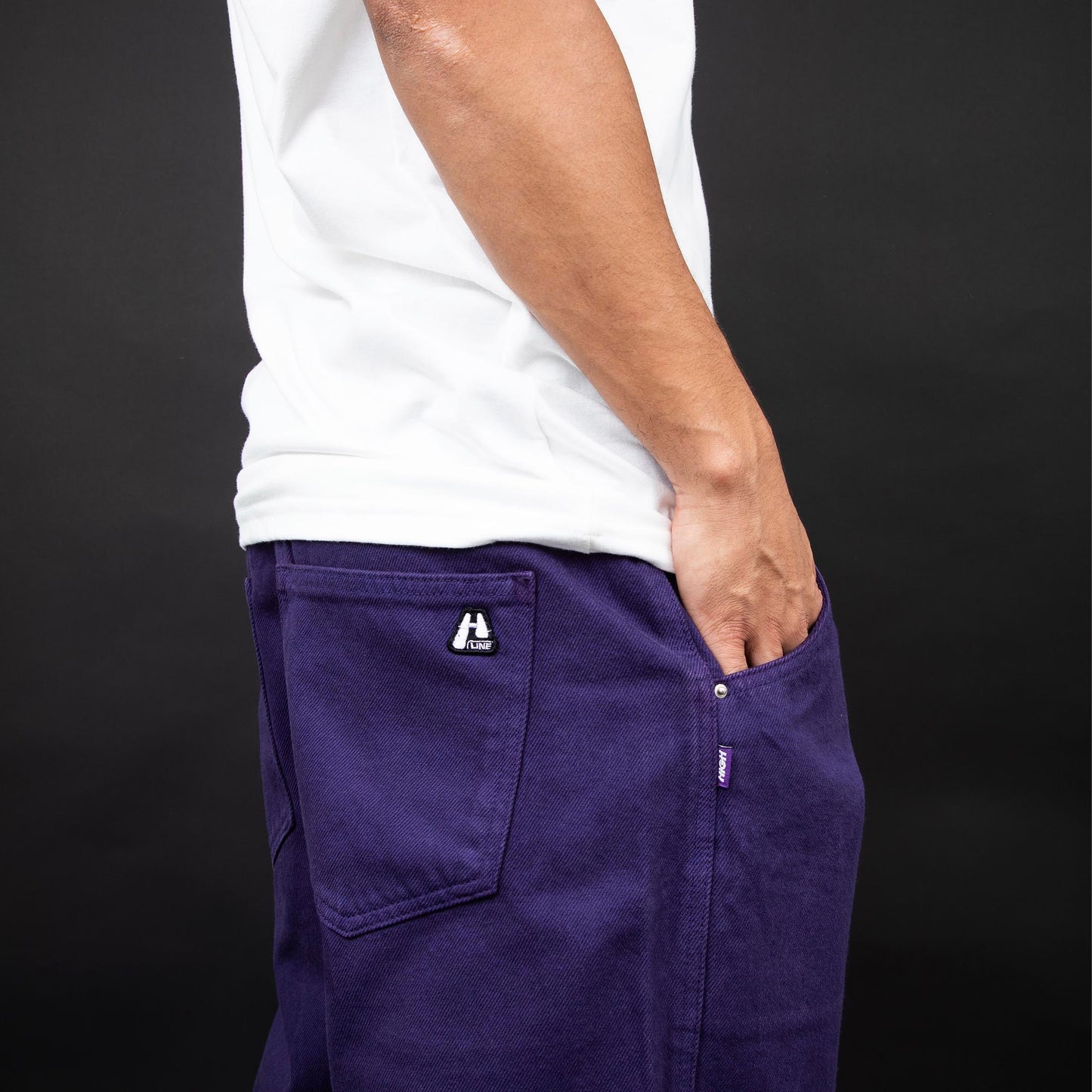 Jeans Pants Logo Line Purple