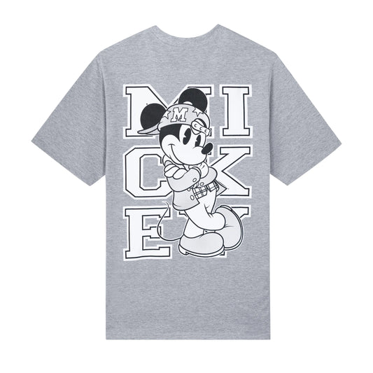 Tee Mickey Script Heather Grey