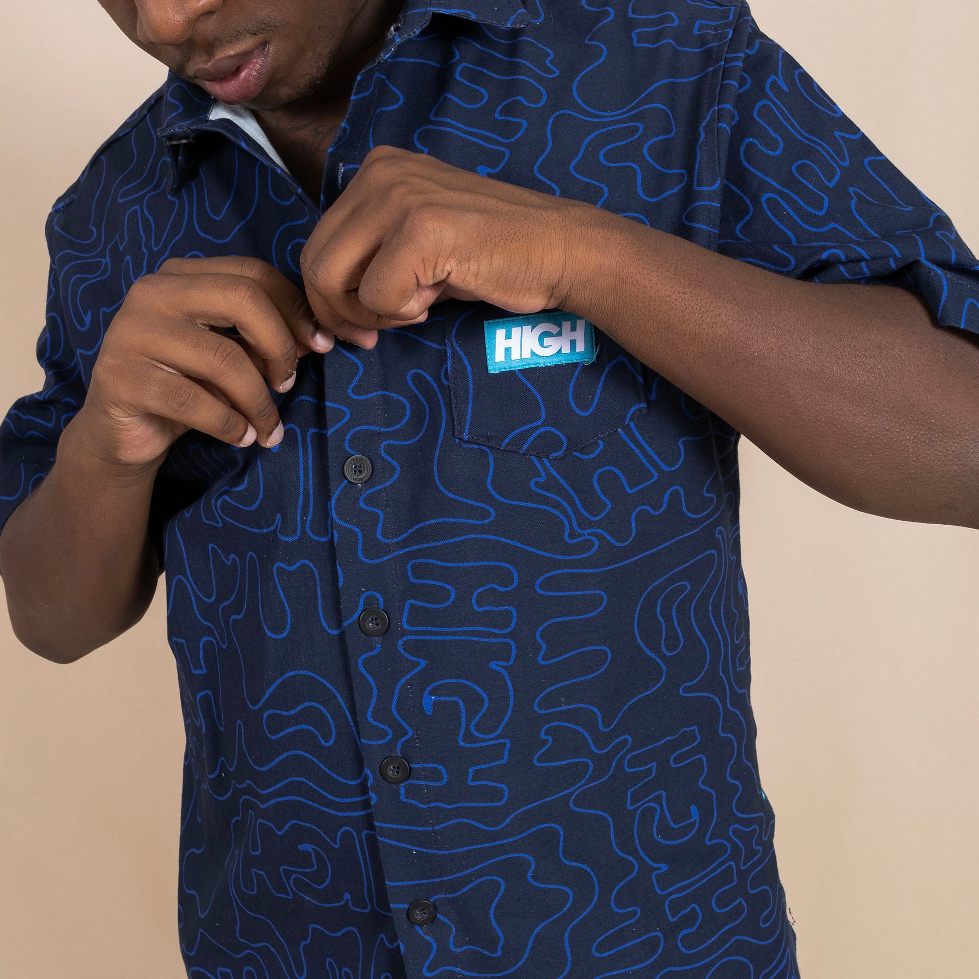 Button Shirt Mountains Navy